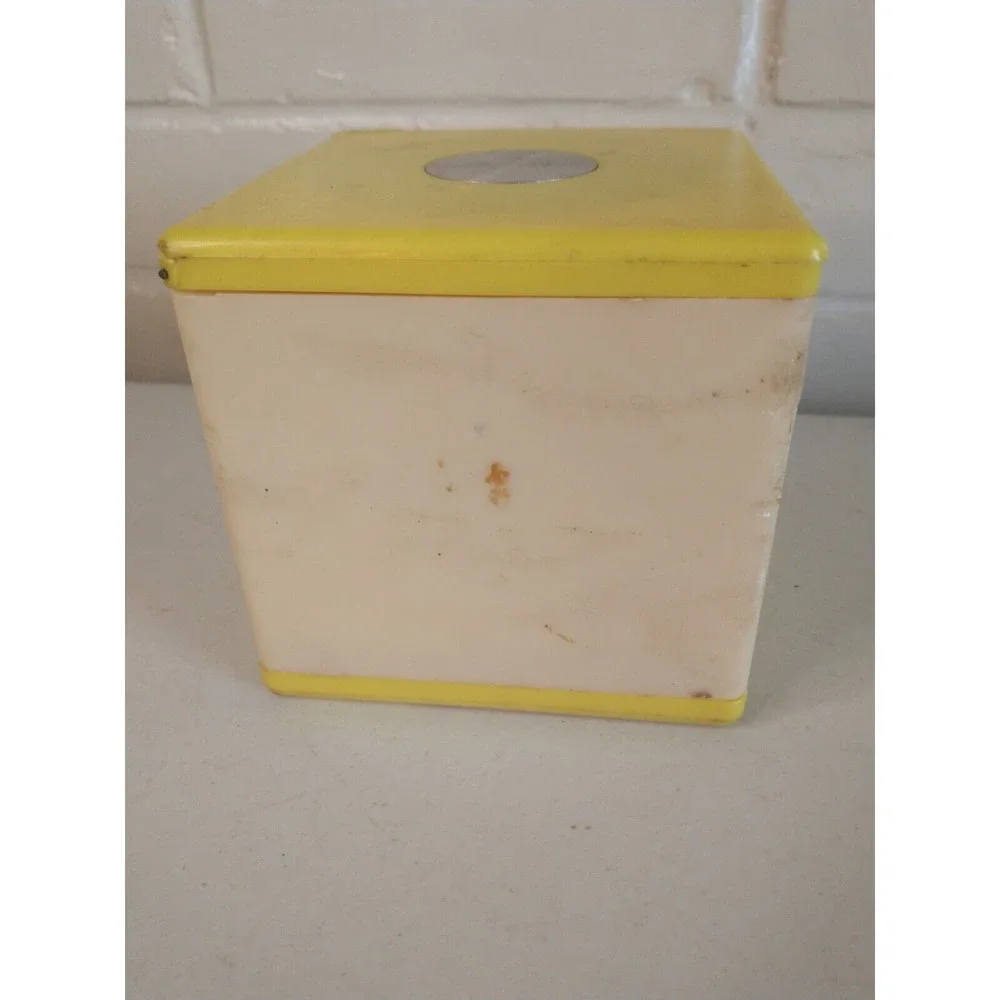 Vintage Make Up Organizer Cube Lipstick Holder Yellow Retro Case